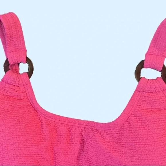 Women’s Small Pink One Piece Bathing Suit Shade & Shore High Leg Square Neck - Picture 4 of 7